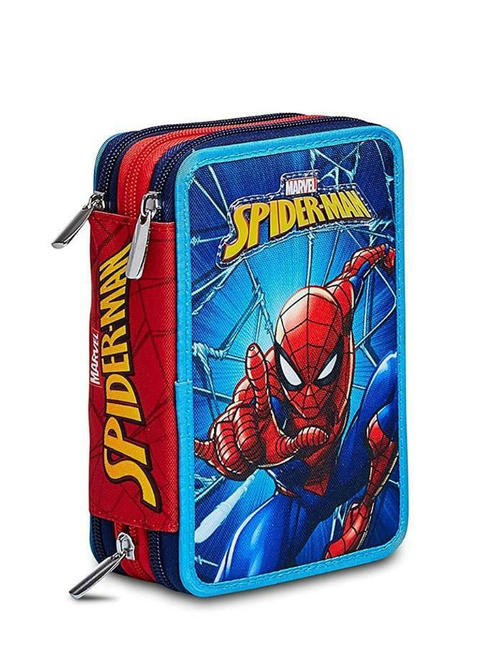SPIDERMAN WALL CRAWLER Piórnik z kompletnym zestawem szkolnym niebiesko-głęboki - Piórniki i akcesoria