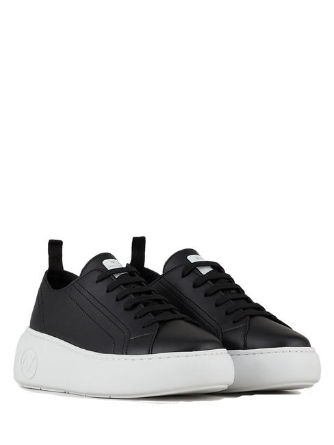 ARMANI EXCHANGE SUPER ACTION Skórzane trampki na platformie Czarny/Czarny - Buty damskie