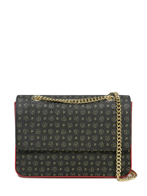 POLLINI HERITAGE CLASSIC Torba na ramię, torba crossbody czarny lakier - Torby damskie
