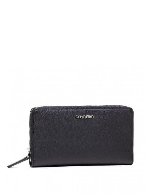 CALVIN KLEIN CK MUST Duży portfel zapinany na zamek czarny - Portfele damskie