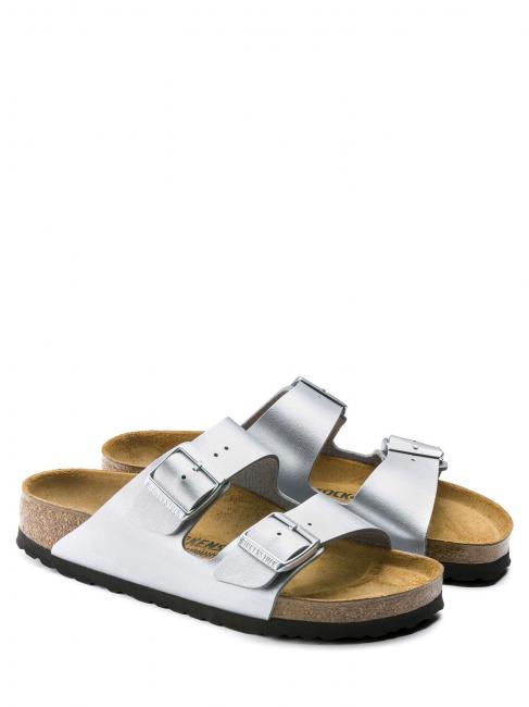 BIRKENSTOCK ARIZONA BIRKO-FLOR Sandał-kapcik srebrny - Buty damskie