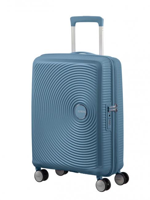 AMERICAN TOURISTER SOUNDBOX Mały wózek rozszerzalny niebieski kamień - Bagaż podręczny
