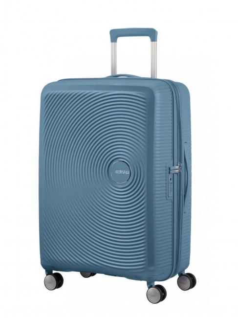 AMERICAN TOURISTER SOUNDBOX SPINNER Wózek średni, rozszerzalny niebieski kamień - Wózki twarde