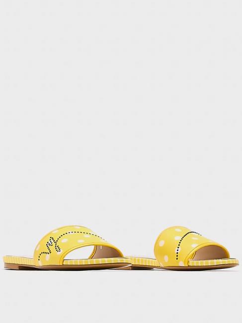 MANILA GRACE Ciabatta flat a pois  żółty/biały - Buty damskie