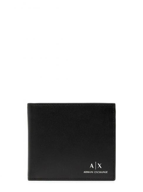 ARMANI EXCHANGE MINI LOGO Portfel skórzany z portmonetką Czarny - Portfele męskie