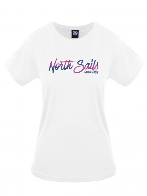 NORTH SAILS BICOLOR LOGO Koszulka bawełniana biały - Koszulki i topy damskie