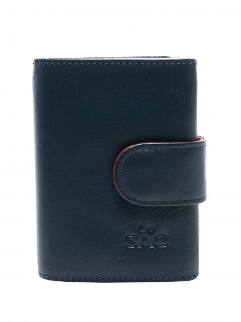 LESAC COLORFULL Portfel skórzany z aluminiowym uchwytem na karty niebieski - Portfele męskie