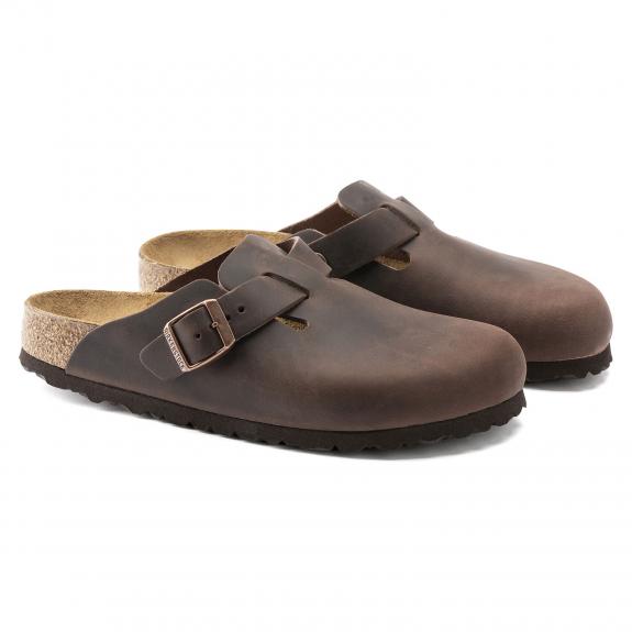 BIRKENSTOCK BOSTON Chodaki skórzane Hawana - Buty uniseks