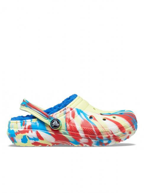 CROCS CLASSIC LINED MARBLED GLOG TODDLER Chodaki z wypełnieniem siarka/wieloskładnikowy - Buty dziecięce