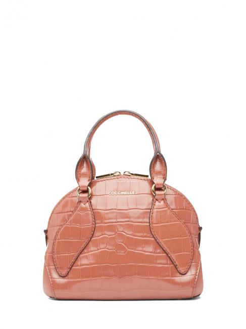 COCCINELLE COLETTE Croco Shiny Soft Miniaturowa torebka Bugatti z paskiem na ramię cynamon - Torby damskie