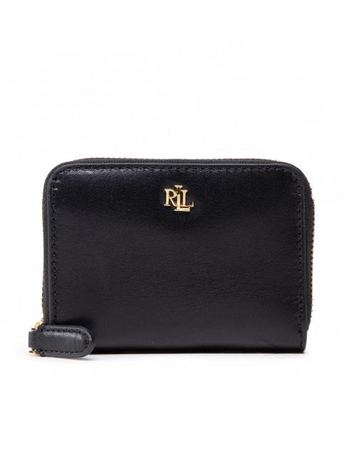 RALPH LAUREN RL LOGO Mały skórzany portfel zapinany na zamek czarny3 - Portfele damskie