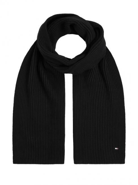 TOMMY HILFIGER ESSENTIAL FLAG Szalik bawełniany czarny - Szaliki
