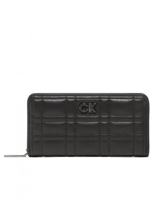 CALVIN KLEIN RE-LOCK QUILT Duży portfel zapinany na zamek czarny - Portfele damskie