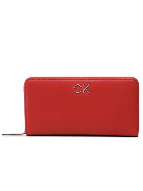 CALVIN KLEIN RE-LOCK Portfel zapinany na suwak wyścigowy czerwony - Torby damskie