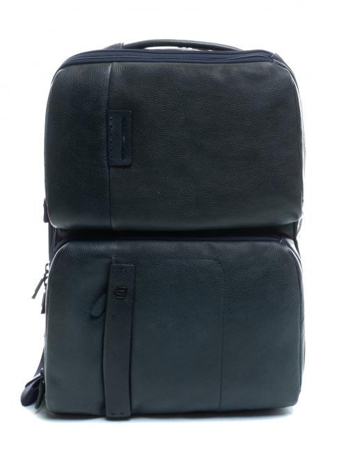 PIQUADRO P15 PLUS Plecak skórzany na laptopa 17" niebieski - Plecaki na laptopa do pracy