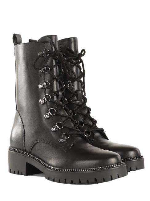 GUESS ICCON Skórzane botki CZARNY - Buty damskie