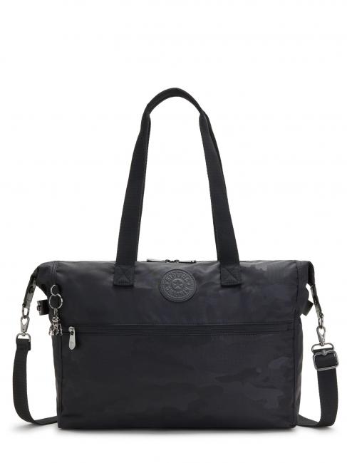 KIPLING ILIA Duża torba na laptopa 13" czarny kamuflażowy wzór - Teczki robocze