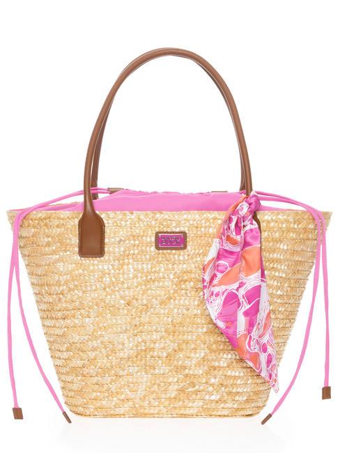 MANDARINA DUCK SEASHELL STRAW Torba na ramię różowy bąbel - Torby damskie