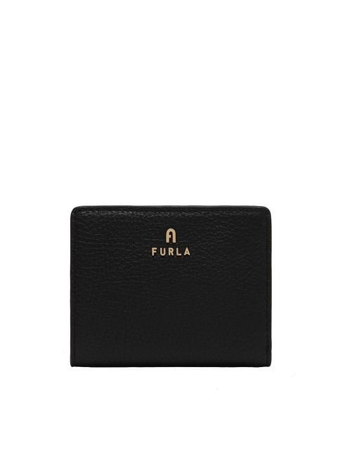 FURLA CAMELIA Kompaktowy portfel ze skóry cielęcej Czarny - Portfele damskie