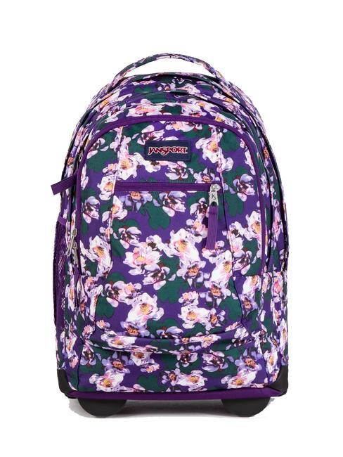 JANSPORT DRIVER 8 Plecak na kółkach 2 w 1 fioletowe płatki - Plecaki z wózkiem