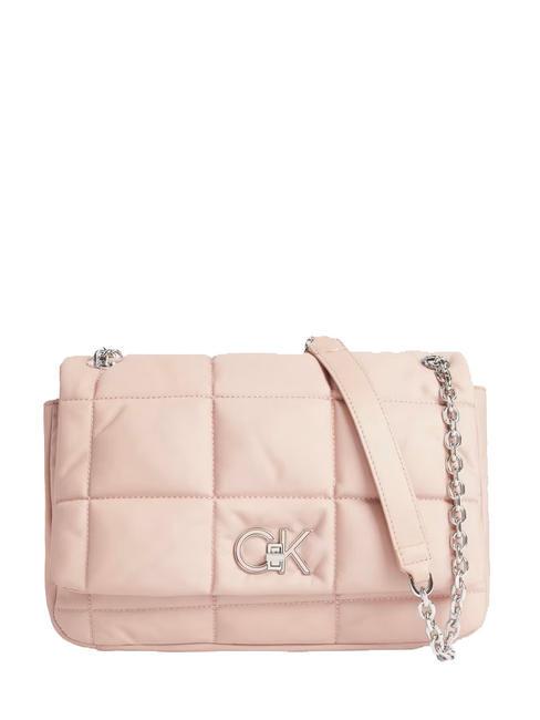 CALVIN KLEIN RE-LOCK QUILT Nylonowa torba na ramię kawa z mlekiem - Torby damskie