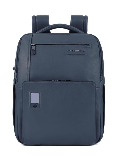 PIQUADRO AKRON Plecak skórzany antykradzieżowy, uchwyt na laptopa 15" niebieski - Plecaki na laptopa do pracy