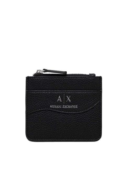 ARMANI EXCHANGE WAVE Uchwyt na kartę Zip Czarny - Portfele damskie