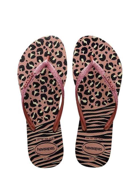 HAVAIANAS SLIM FLATFORM Klapki z nadrukiem czarny/złoty - Buty damskie