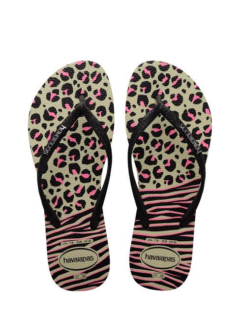 HAVAIANAS SLIM FLATFORM Klapki z nadrukiem czarny/szary - Buty damskie