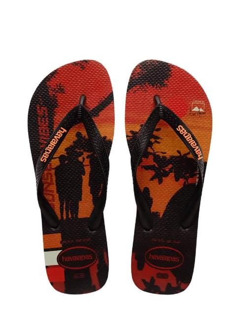 HAVAIANAS HYPE Klapki czarny/czarny/pomarańczowa begonia - Buty męskie
