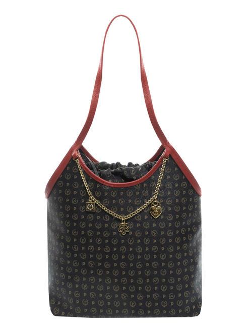 POLLINI HERITAGE Torba na zakupy czarny lakier - Torby damskie