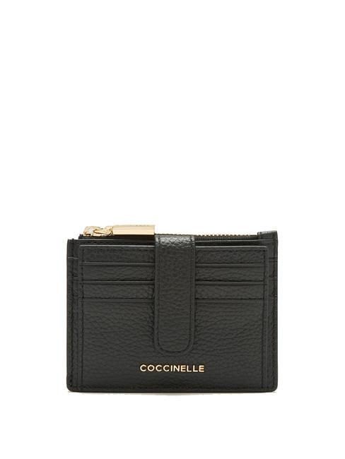 COCCINELLE METALLIC SOFT Płaski portfel ze skóry młotkowanej Czarny - Portfele damskie