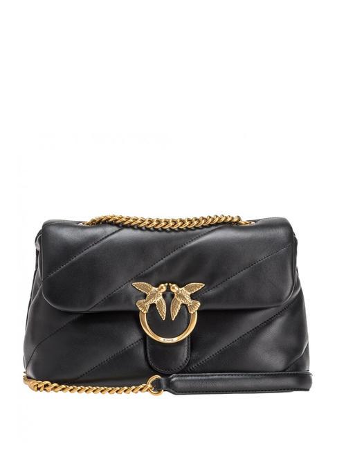 PINKO CLASSIC LOVE PUFF Torba ze skóry nappa czarno-antyczne złoto - Torby damskie