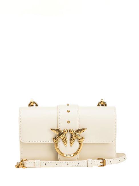 PINKO MINI LOVE BAG Jedna prosta torba biały jedwab-antyczne złoto - Torby damskie