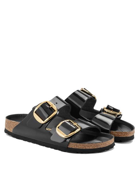 BIRKENSTOCK ARIZONA Big Buckle Sandały skórzane świecić na czarno - Buty uniseks