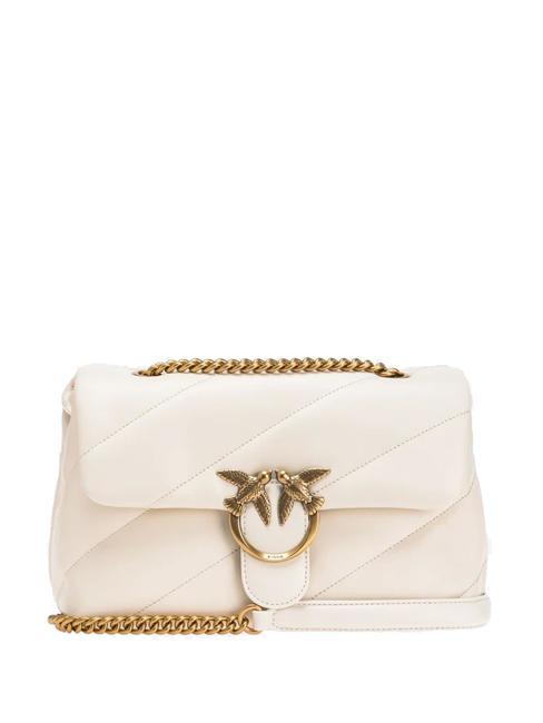 PINKO MINI LOVE BAG Torba ze skóry nappa biały jedwab-antyczne złoto - Torby damskie