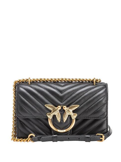 PINKO MINI LOVE BAG Jedna torba w jodełkę czarno-antyczne złoto - Torby damskie