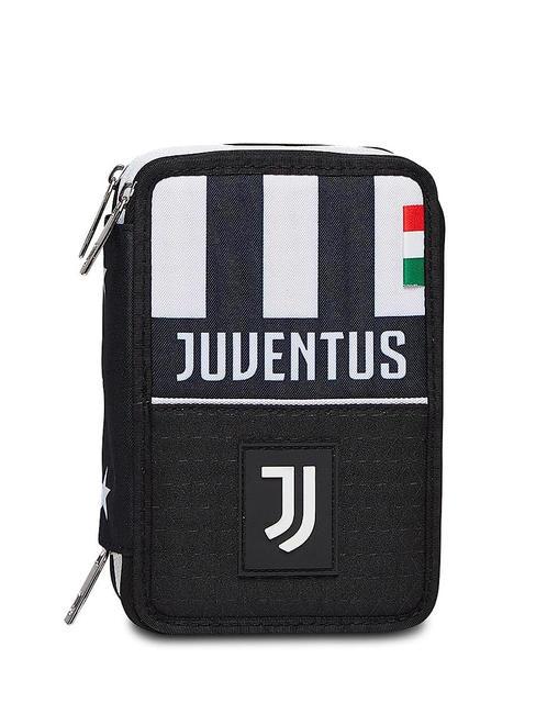JUVENTUS GLORIOUS WIN Piórnik z 3 zamkami błyskawicznymi i zestawem szkolnym Czarny - Piórniki i akcesoria