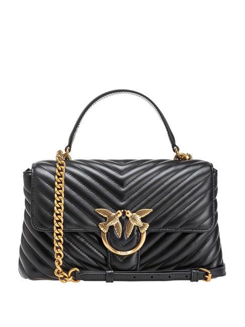 PINKO CLASSIC LADY LOVE BAG Worek typu puff w jodełkę czarno-antyczne złoto - Torby damskie