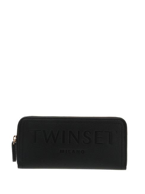 TWINSET EMBOSSED LOGO Portfel zapinany na suwak czarny - Portfele damskie