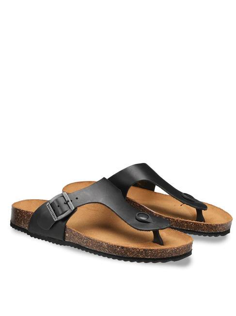DOCKSTEPS VEGA 2290 Skórzane sandały typu japonki z klamrą czarny - Buty damskie