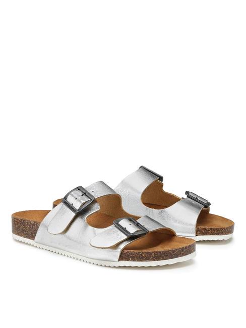 DOCKSTEPS VEGA  Sandały ze skóry laminowanej z dwoma klamrami srebrny - Buty damskie