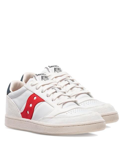 SAUCONY JAZZ COURT Skórzane trampki biały/czerwony - Buty męskie