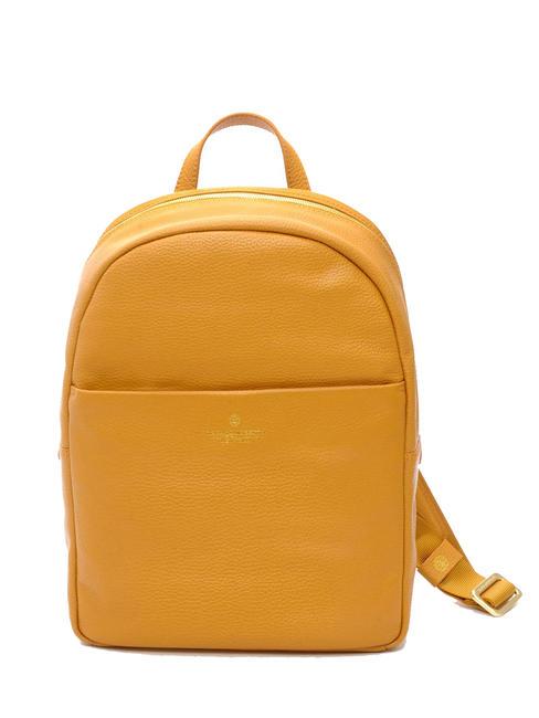 SPALDING TIFFANY Plecak skórzany na laptopa 14" musztarda - Torby damskie