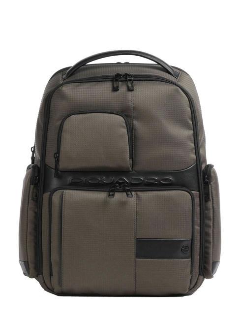 PIQUADRO WOLLEM Plecak na laptopa 15,6" z materiału i skóry ZIELONY - Plecaki na laptopa do pracy
