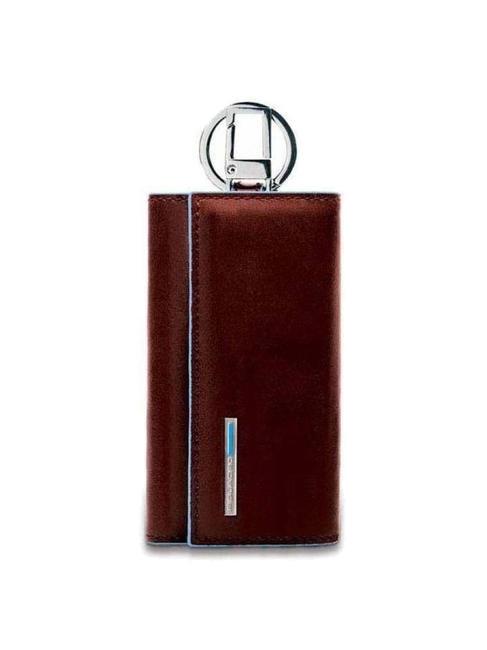 PIQUADRO BLUE SQUARE Etui na klucze skórzane  MAHOŃ - Brelok