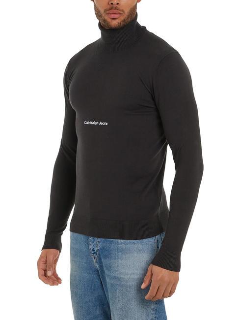 CALVIN KLEIN CKJ INSTITUTIONAL ROLL Sweter z golfem Czarny - Koszulki męskie