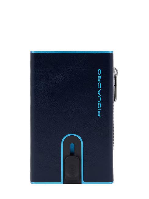 PIQUADRO BLUE SQUARE Portfel skórzany z systemem przesuwnym niebieski - Portfele męskie