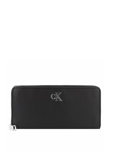 CALVIN KLEIN CK JEANS Minimal Monogram  Portfel zapinany na suwak czarny - Portfele damskie