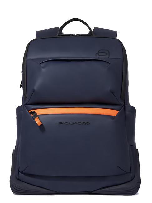 PIQUADRO CORNER Plecak z gumowanej tkaniny, uchwyt na laptopa 14" niebieski - Plecaki na laptopa do pracy